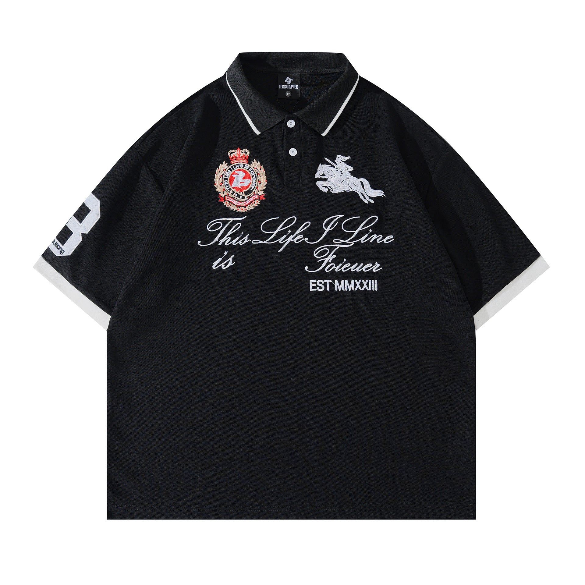 Emblem Embroidered Short Sleeve