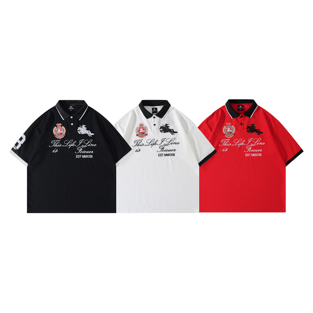 Emblem Embroidered Short Sleeve