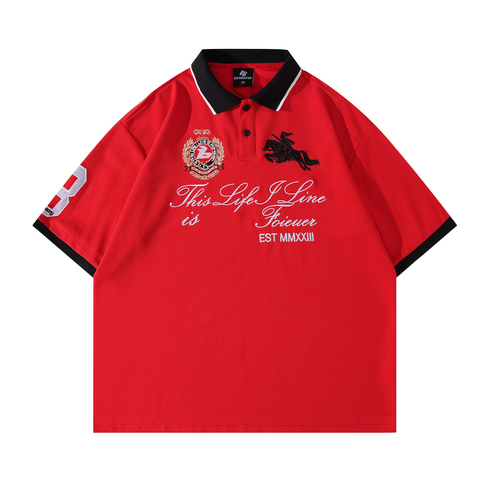 Emblem Embroidered Short Sleeve