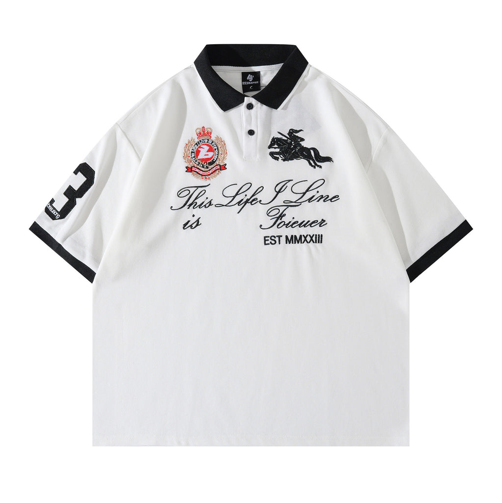 Emblem Embroidered Short Sleeve