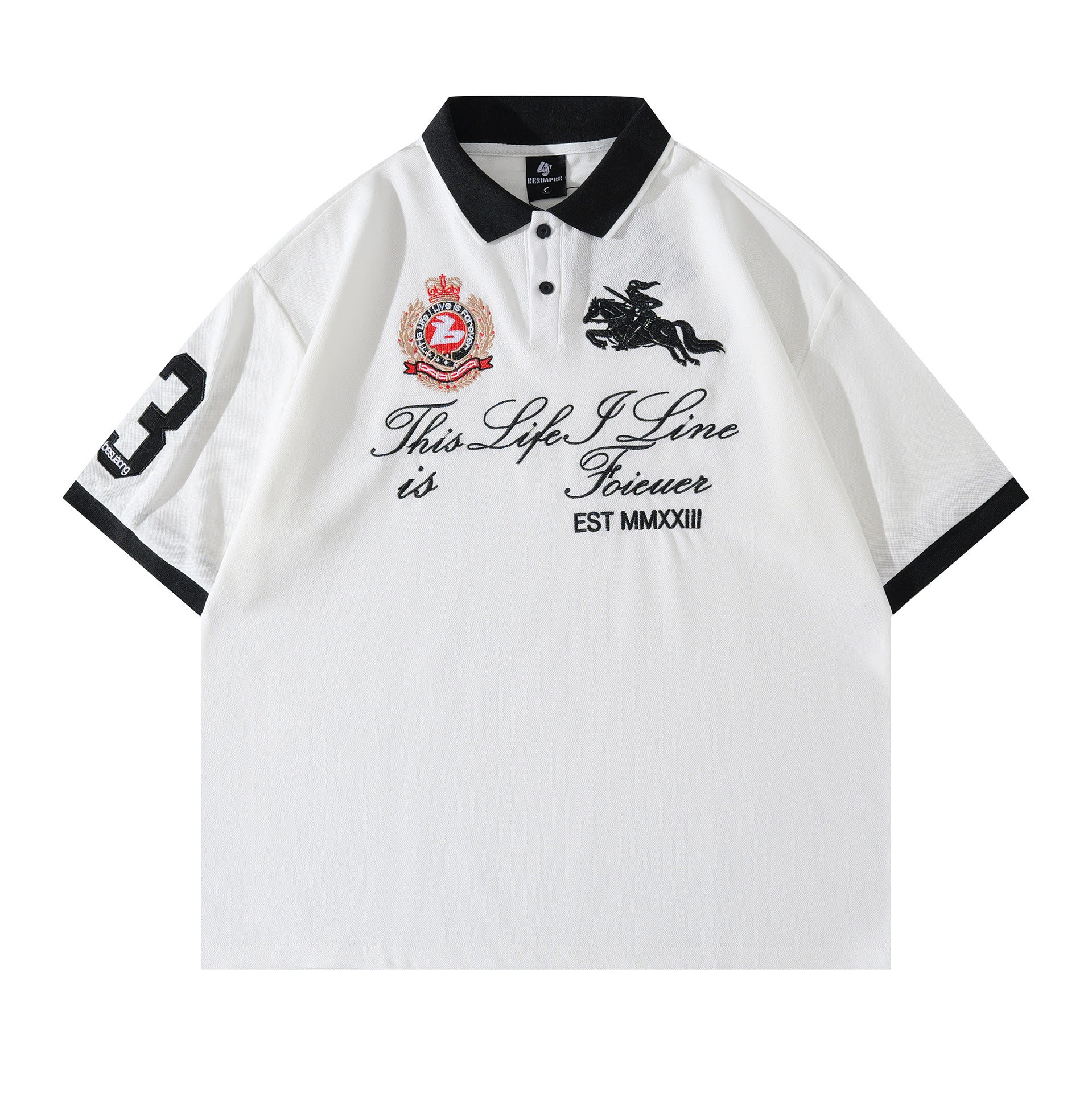 Emblem Embroidered Short Sleeve